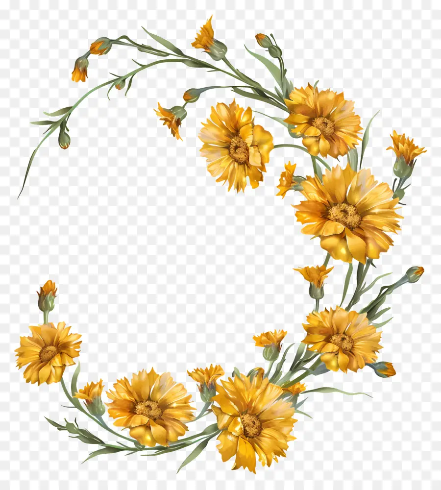 Cornflowers Jaunes，Couronne De Fleurs PNG