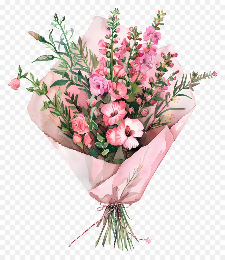 Bouquet De Snapdragon，Fleurs Roses Et Blanches PNG