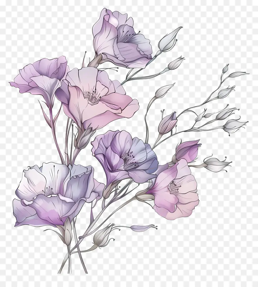 Fleurs Eustoma，Fleurs Roses PNG