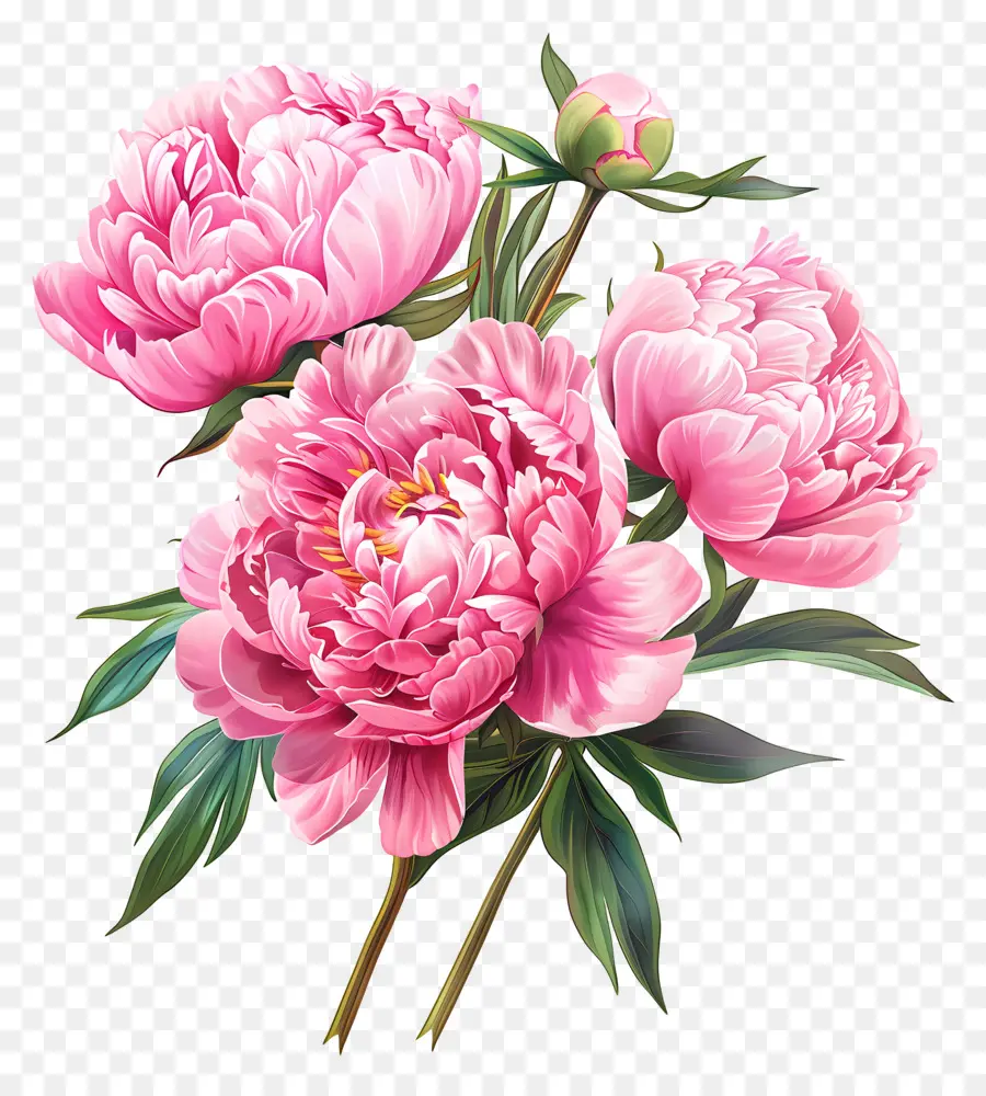 Rose Fleurs De Pivoine，Pleine Floraison PNG