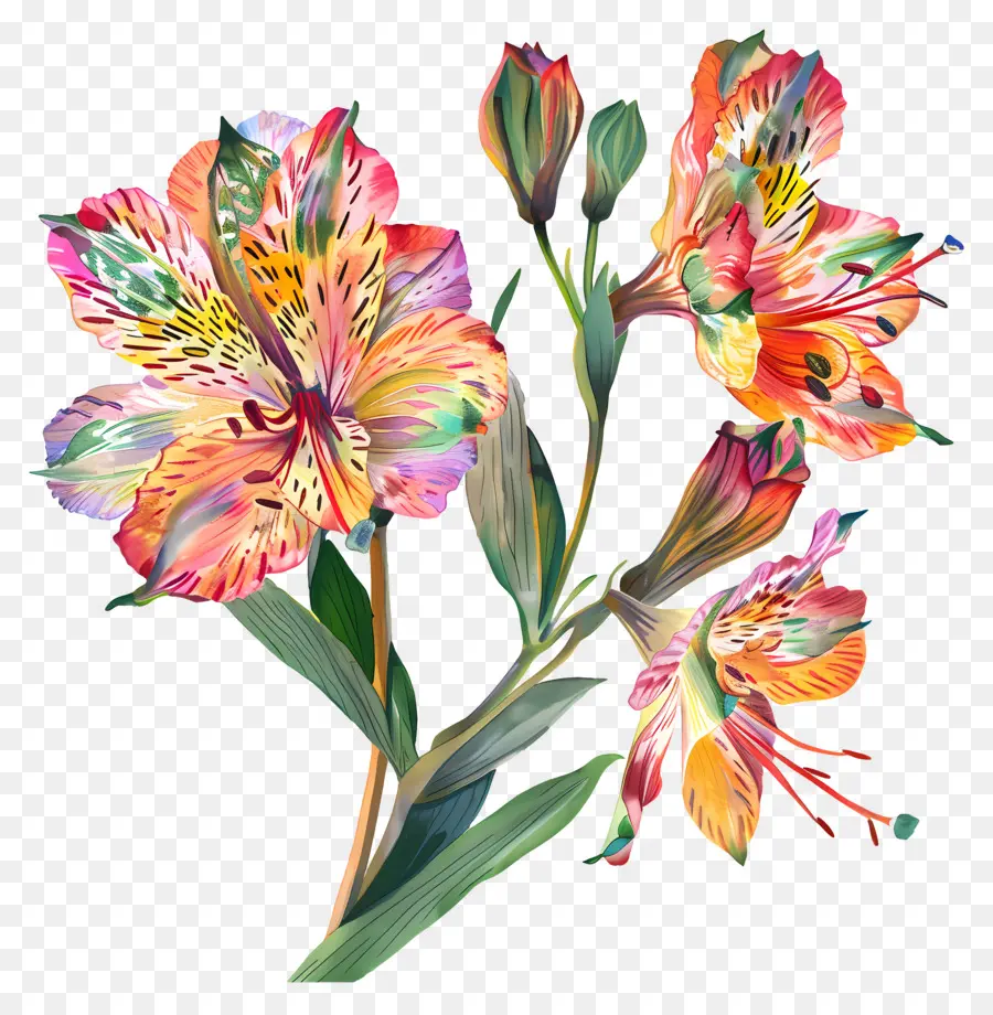 Fleur Alstroemeria，Fleurs Colorées PNG