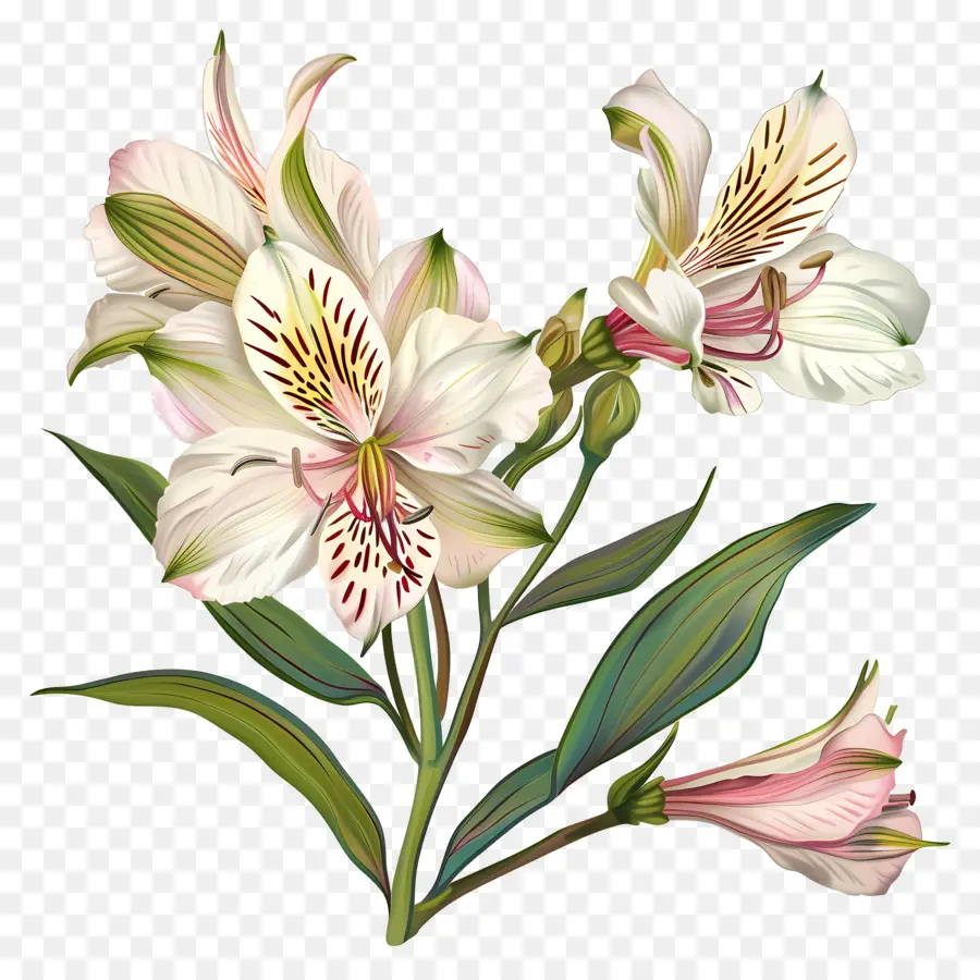 Fleur Alstroemeria，Fleurs De Trompette Blanche PNG