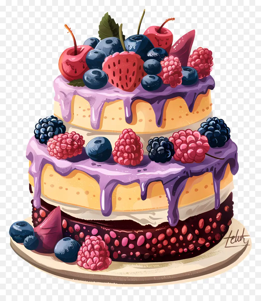 Gâteau，Glaçage Violet PNG