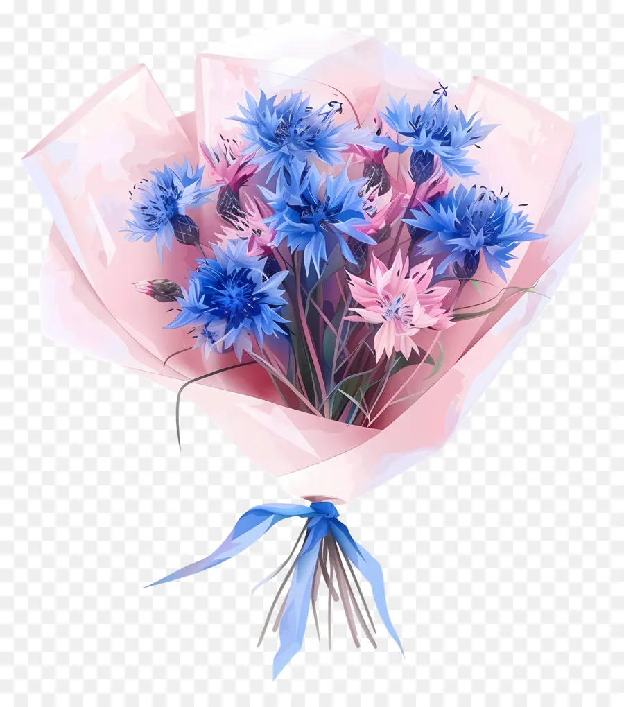 Bouquet De Maïs，Fleurs Bleues PNG