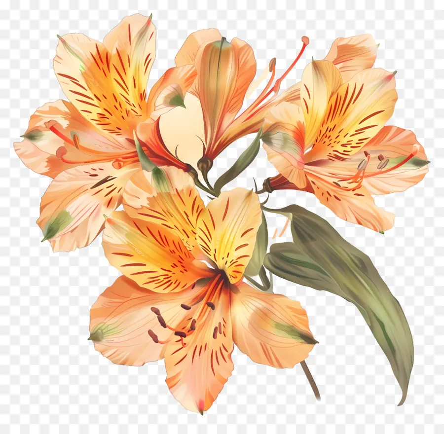 Fleur Alstroemeria，Orange Lys PNG