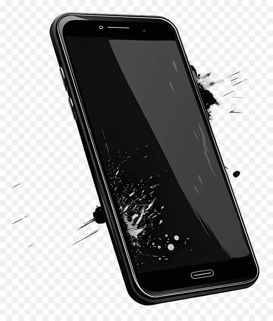 Noir Smartphone，écran Fissuré PNG
