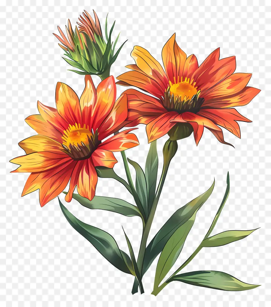 Fleur De Gaillardia，Des Fleurs D'orange PNG