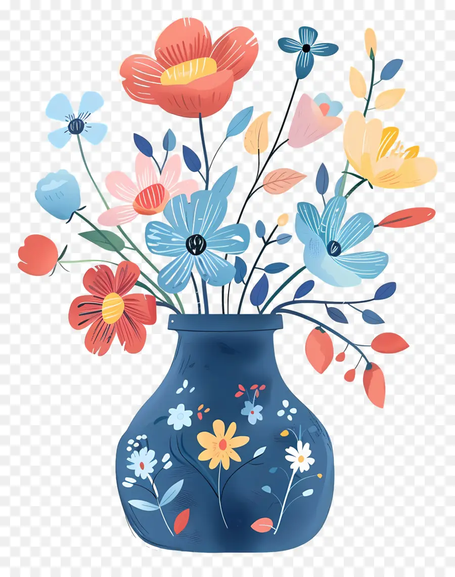 Vase Bleu，Bouquet PNG
