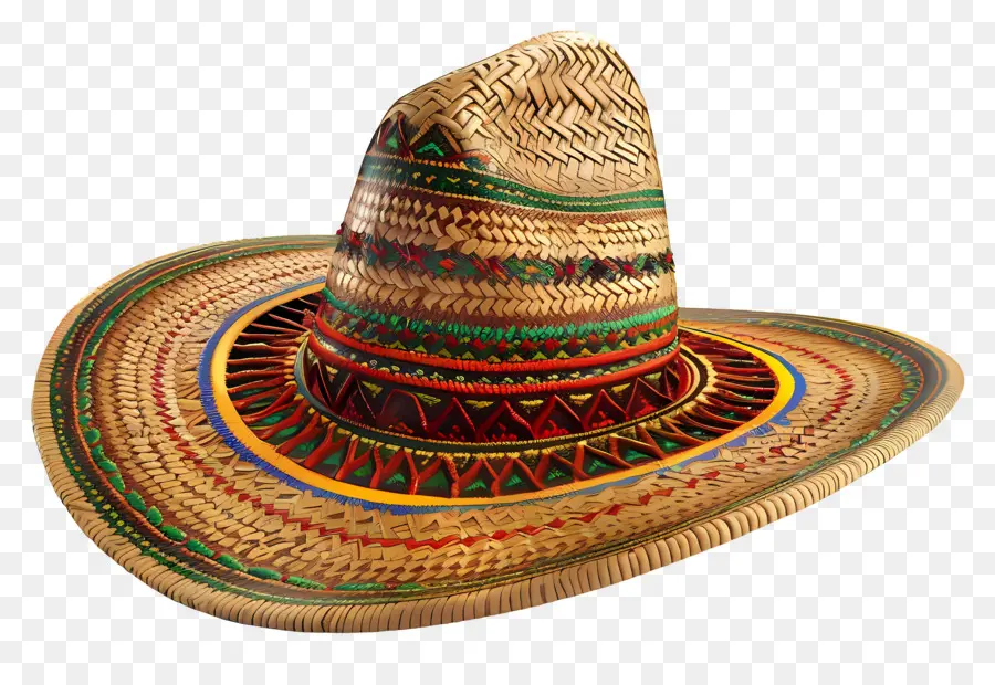 De Style Mexicain，Chapeau De Paille Coloré PNG