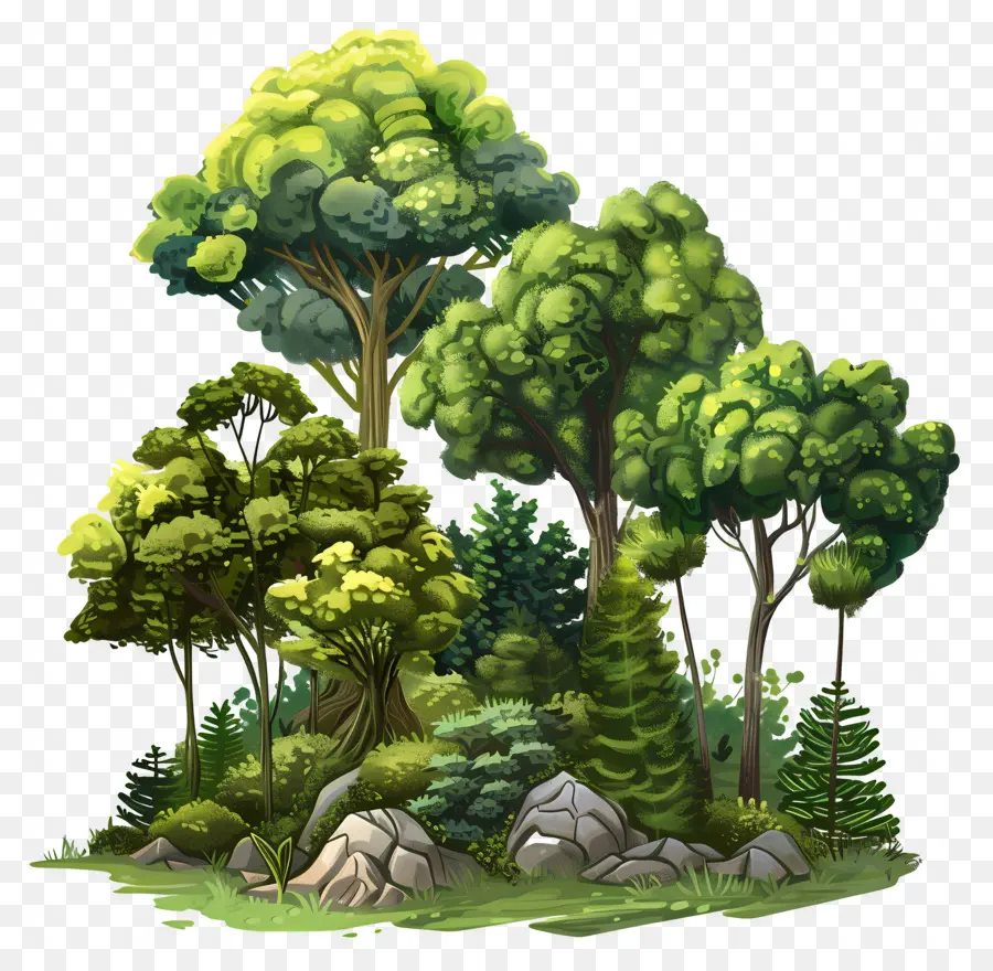 Les Arbres De La Forêt，Arbres Verts PNG