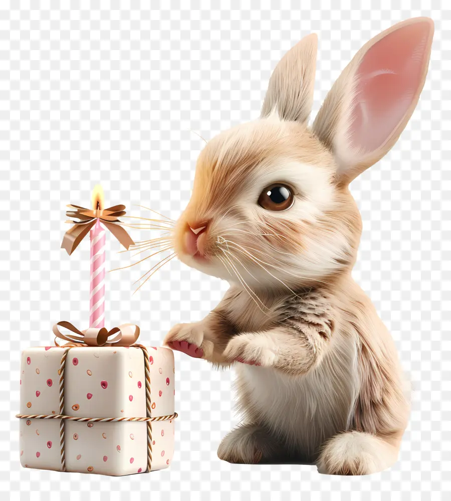 Animal，Lapin Avec Cadeau PNG