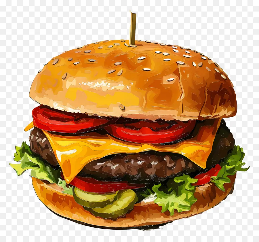 Hamburger Au Fromage，La Nourriture Illustration PNG