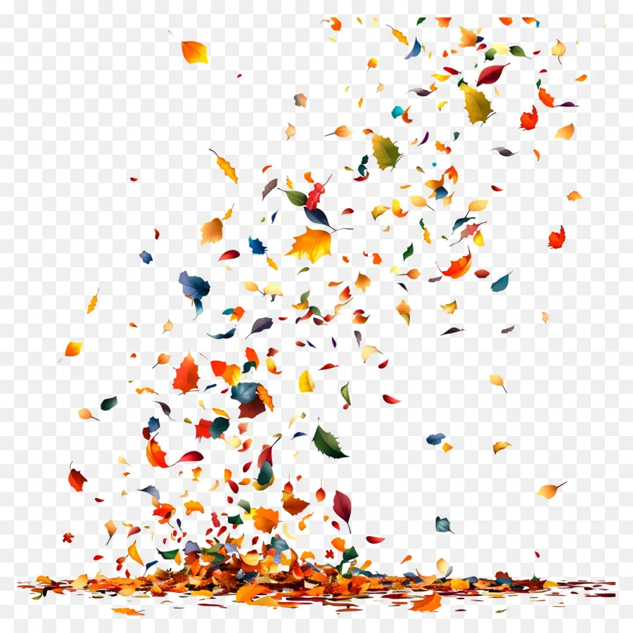 Chute De Confettis，Feuilles Colorées PNG