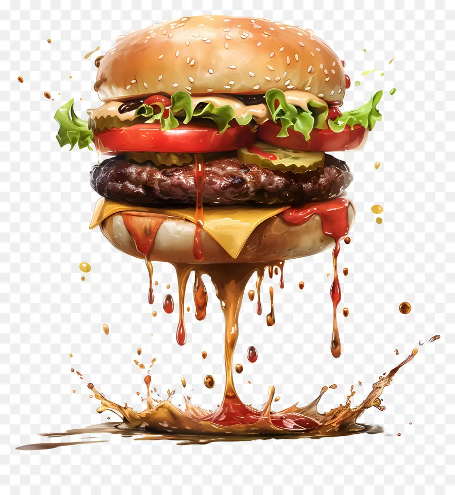 Burger Flottant，Hamburger PNG