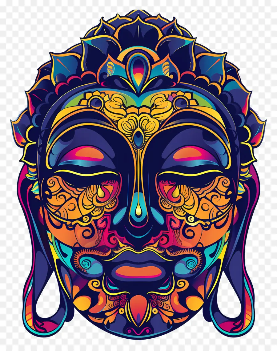 Visage De Bouddha，Masque Coloré PNG