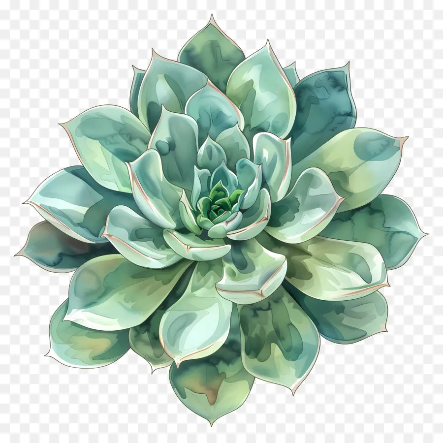 Plante Succulente，Illustration Aquarelle PNG