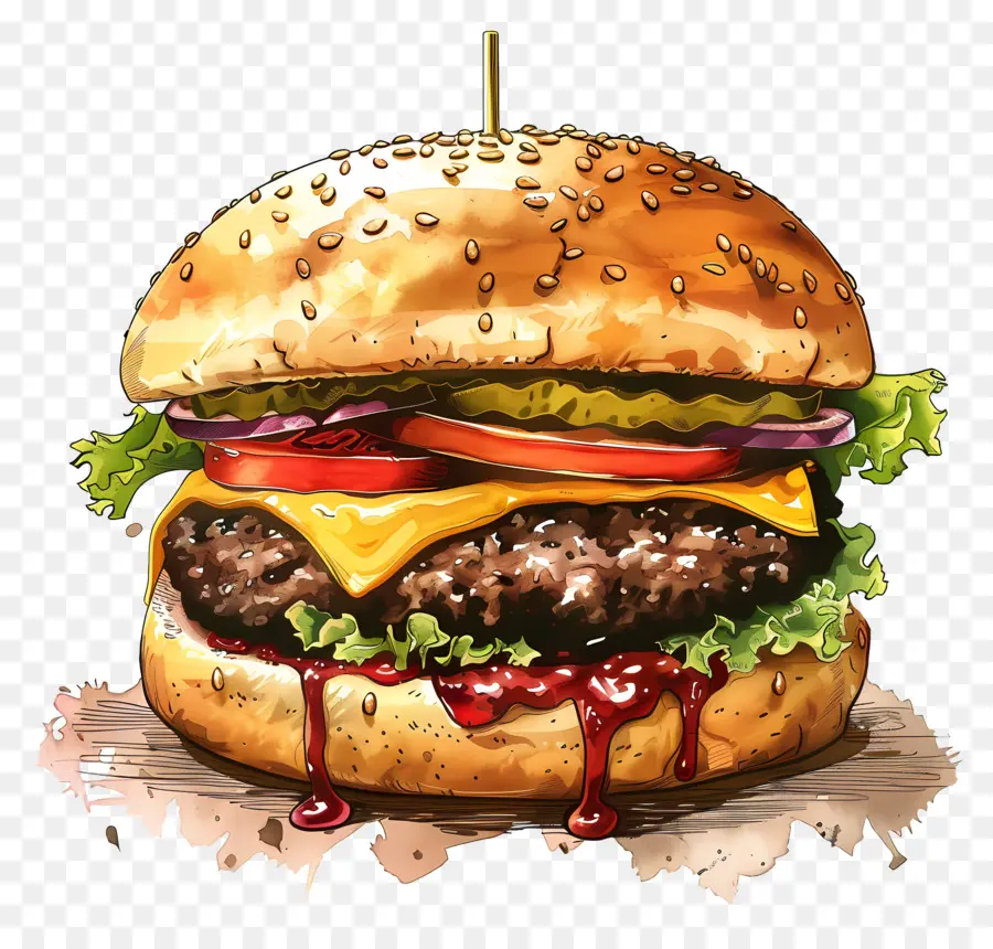 Big Burger，Illustration De Hamburger PNG