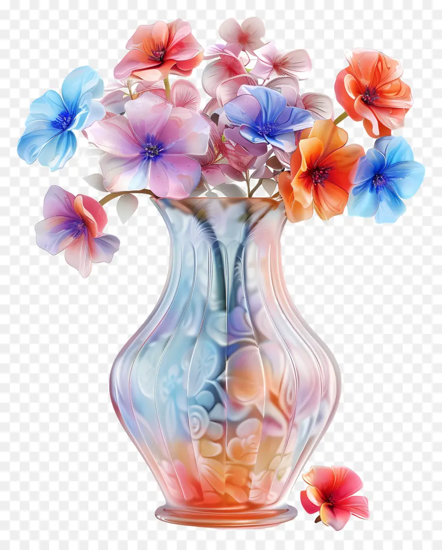 Vase Avec Des Fleurs，Fleurs Colorées PNG