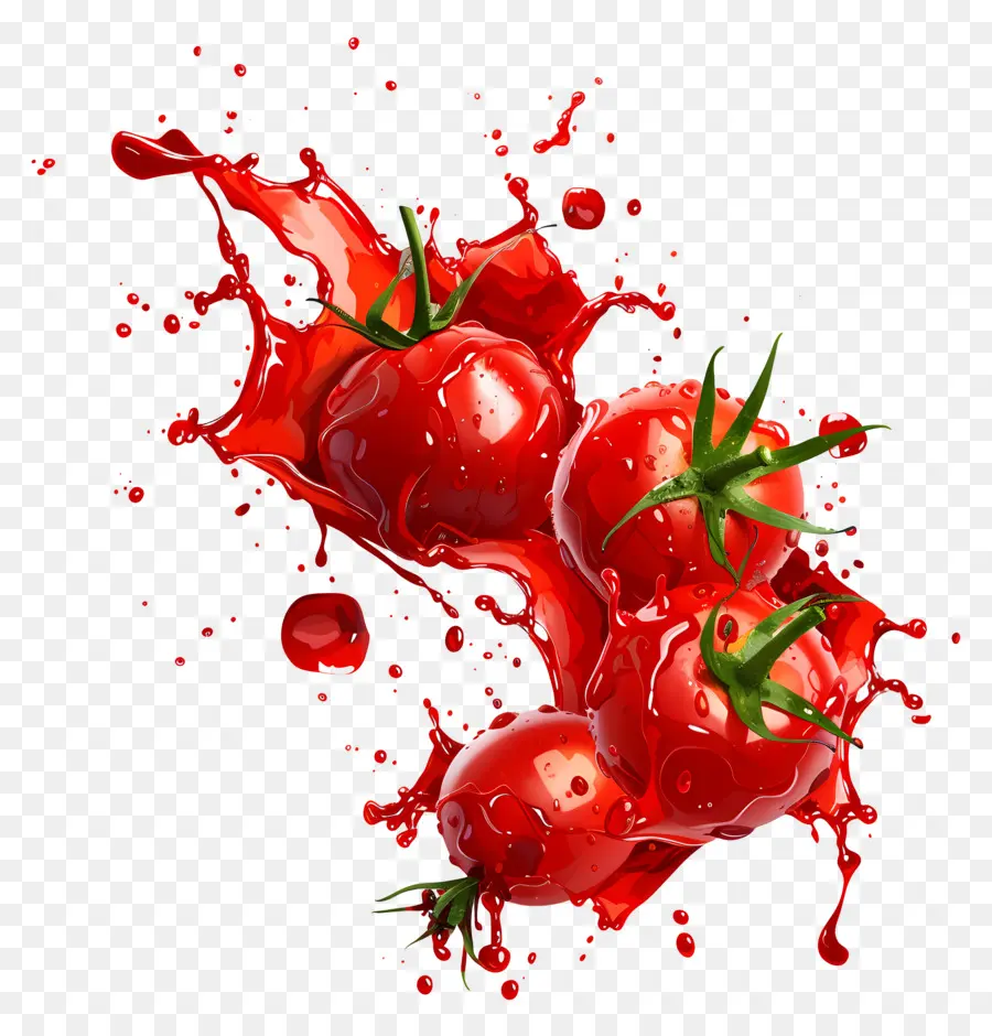 Sauce à Tomate éclaboussante，Tomates Rouges PNG