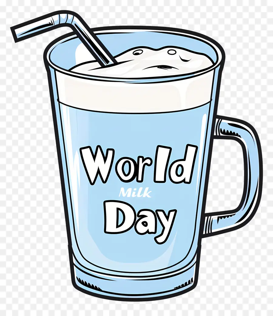 Mondiale De Lait De La Journée，Tasse De Verre Bleu PNG