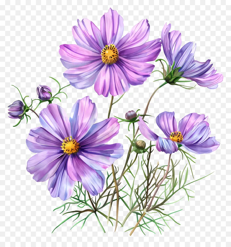 Cosmos Fleur，Fleurs Pourpres PNG