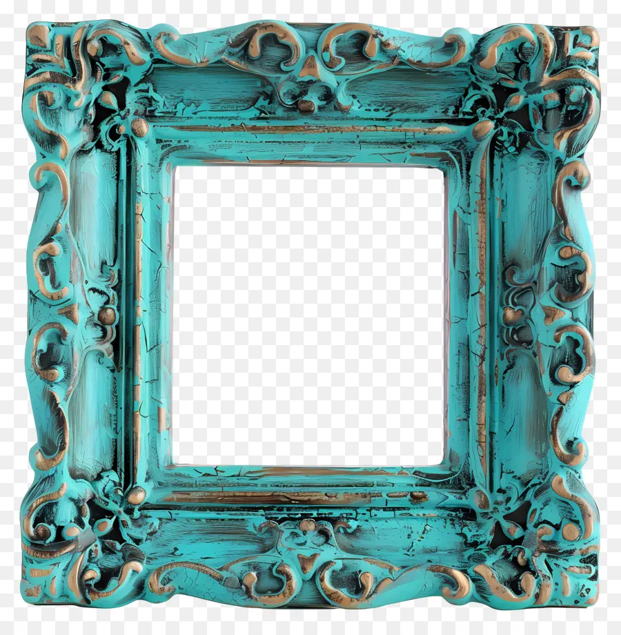 Cadre En Bois Bleu Sarcelle，Cadre Bleu PNG