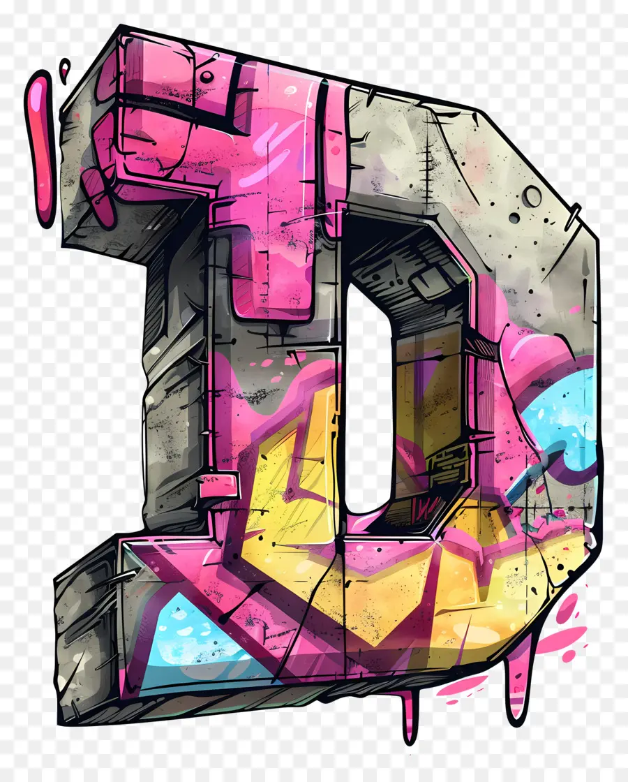 Lettre D，Graffiti PNG