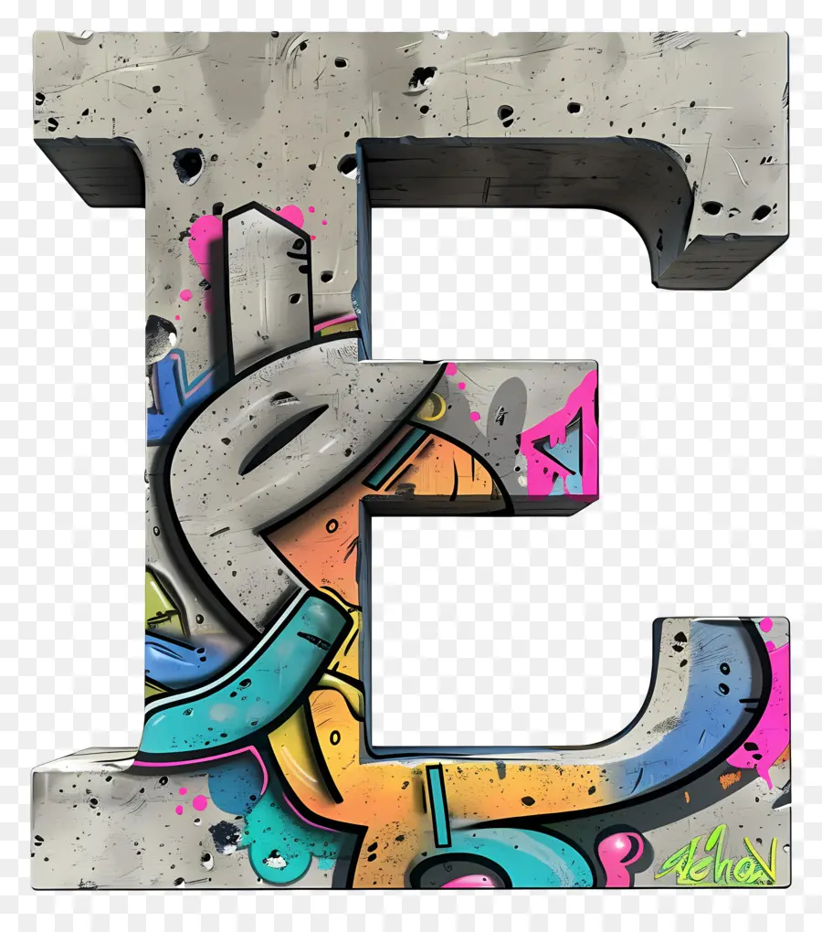La Lettre E，Alphabet De Graffiti PNG