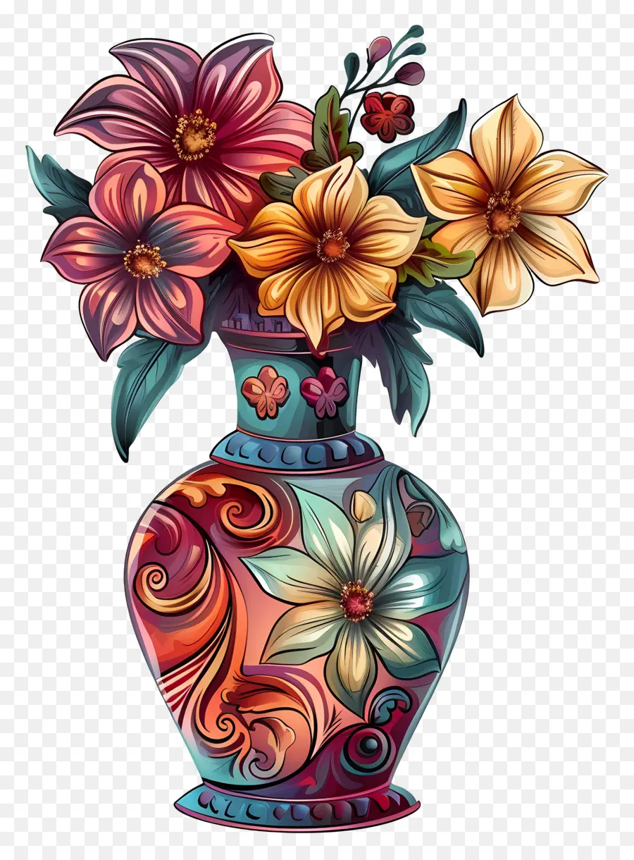 Vase Avec Des Fleurs，Vase Floral PNG