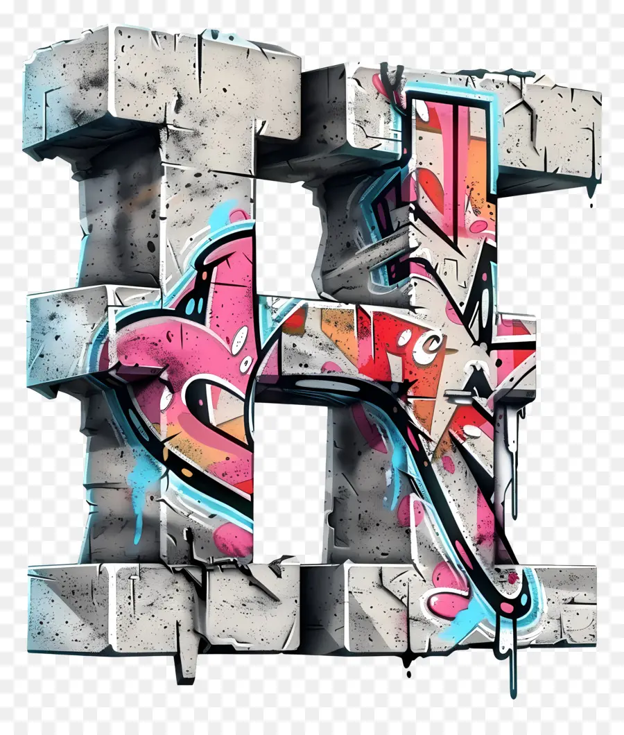 Lettre H，Graffiti PNG