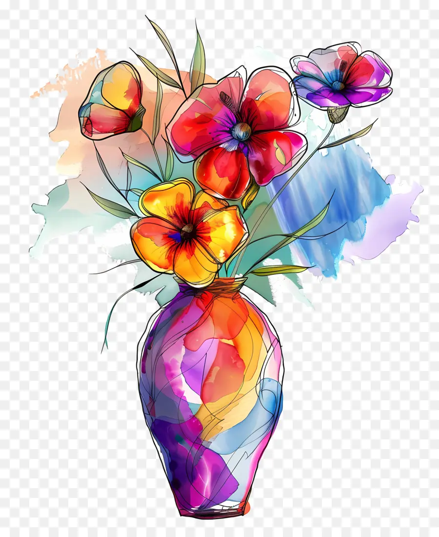 Vase Avec Des Fleurs，Résumé PNG