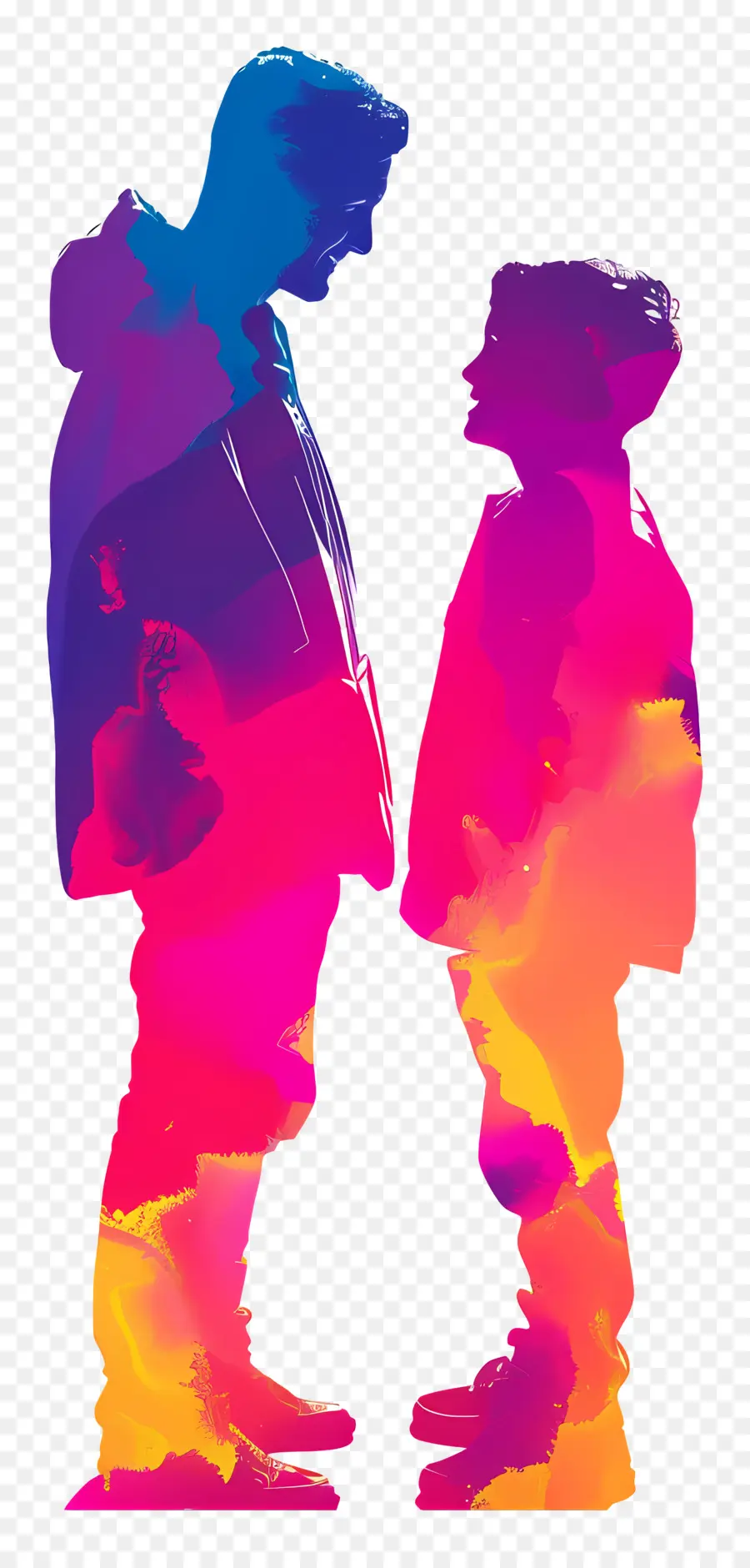 Père Et Fils Silhouette，Couple PNG