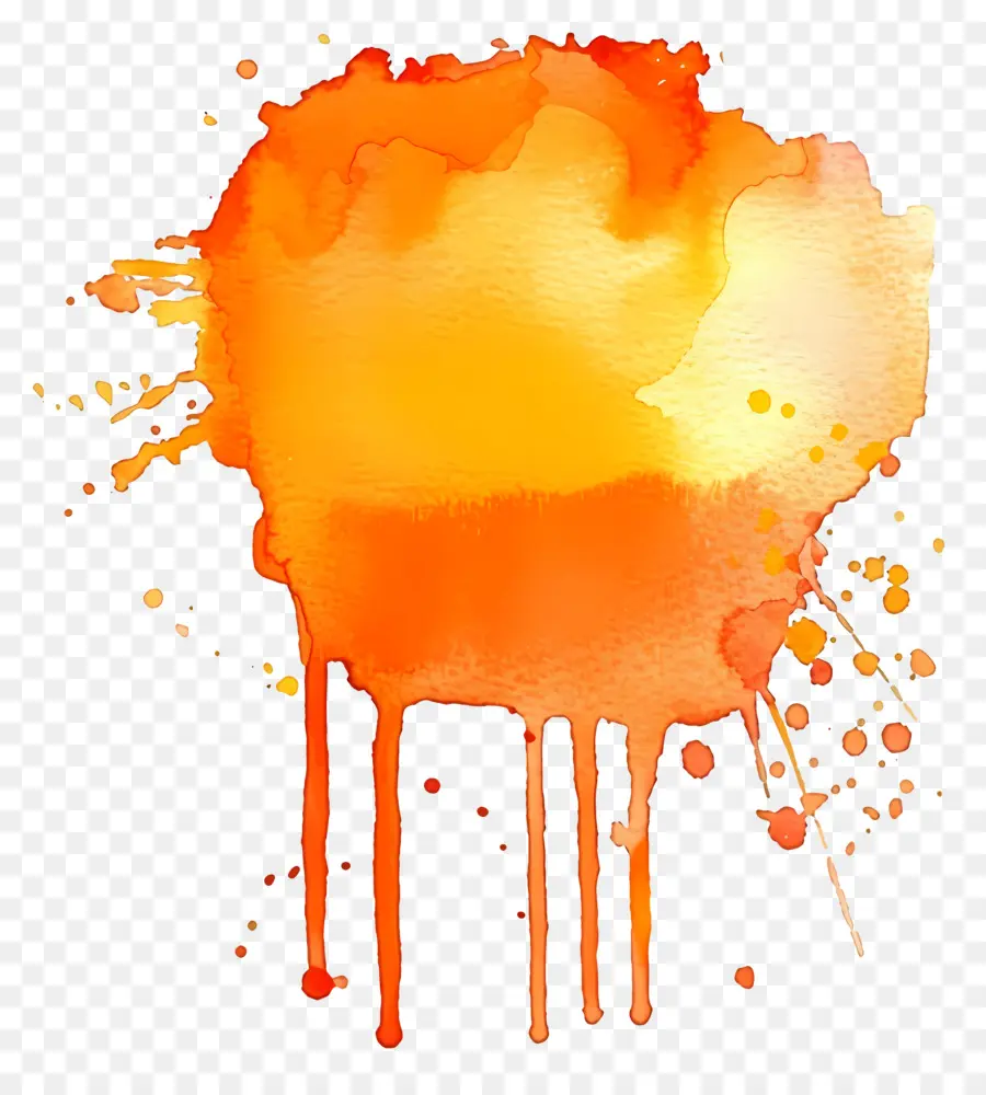 Coloration à L'aquarelle Orange，éclaboussure De Peinture PNG