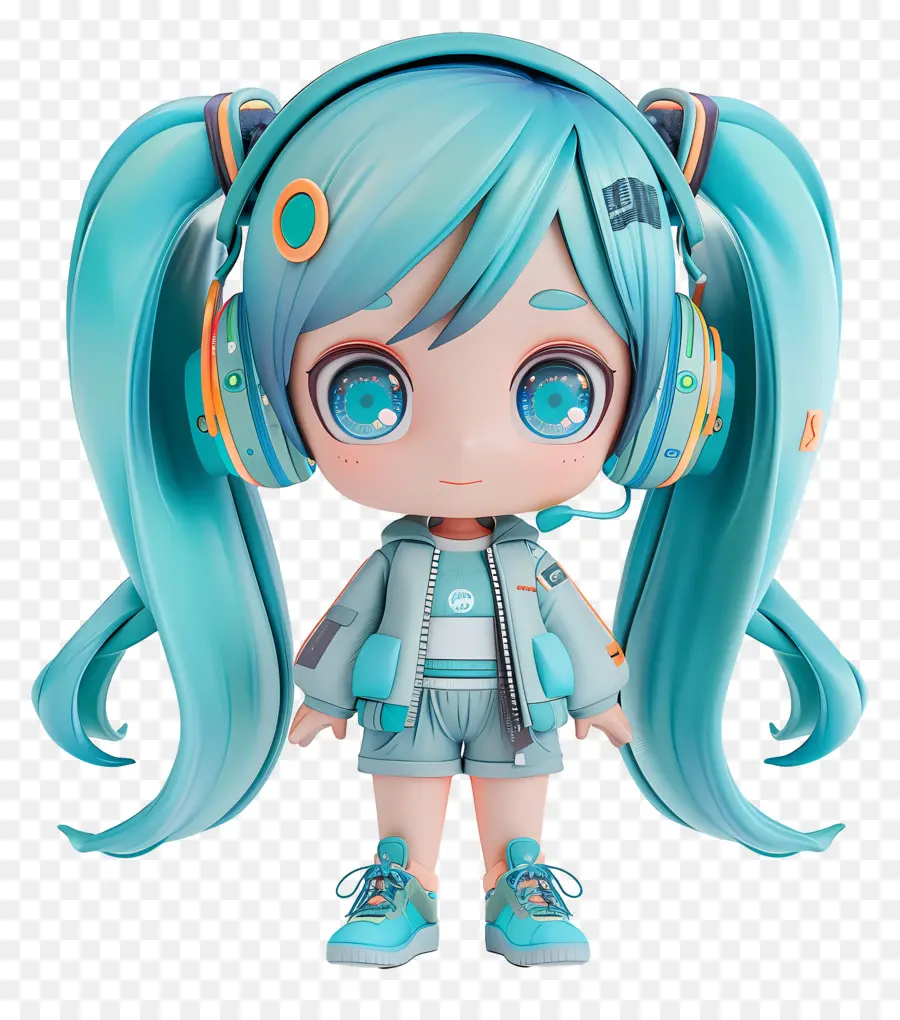 Hatsune Miku，Fille Animée Aux Cheveux Bleus PNG