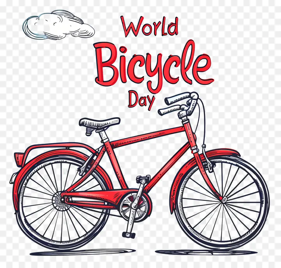 Monde à Vélo Jour，Bicyclette Rouge PNG