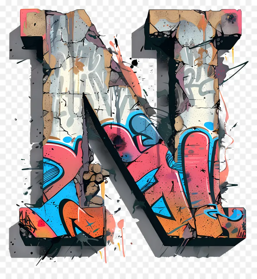 Lettre N，Graffiti PNG