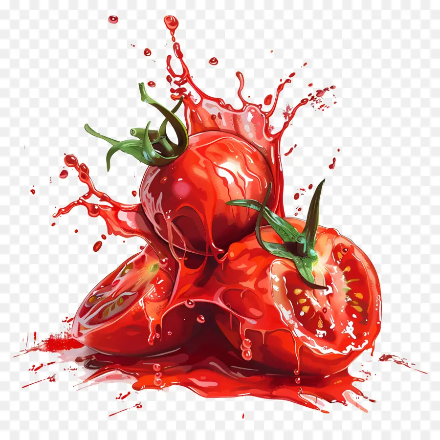 Sauce à Tomate éclaboussante，Tomates PNG