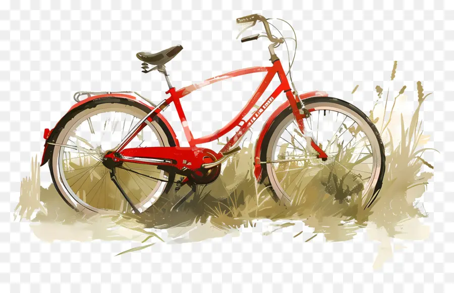 Monde à Vélo Jour，Bicyclette Rouge PNG
