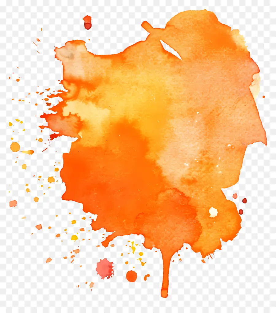Coloration à L'aquarelle Orange，Tache De Peinture PNG