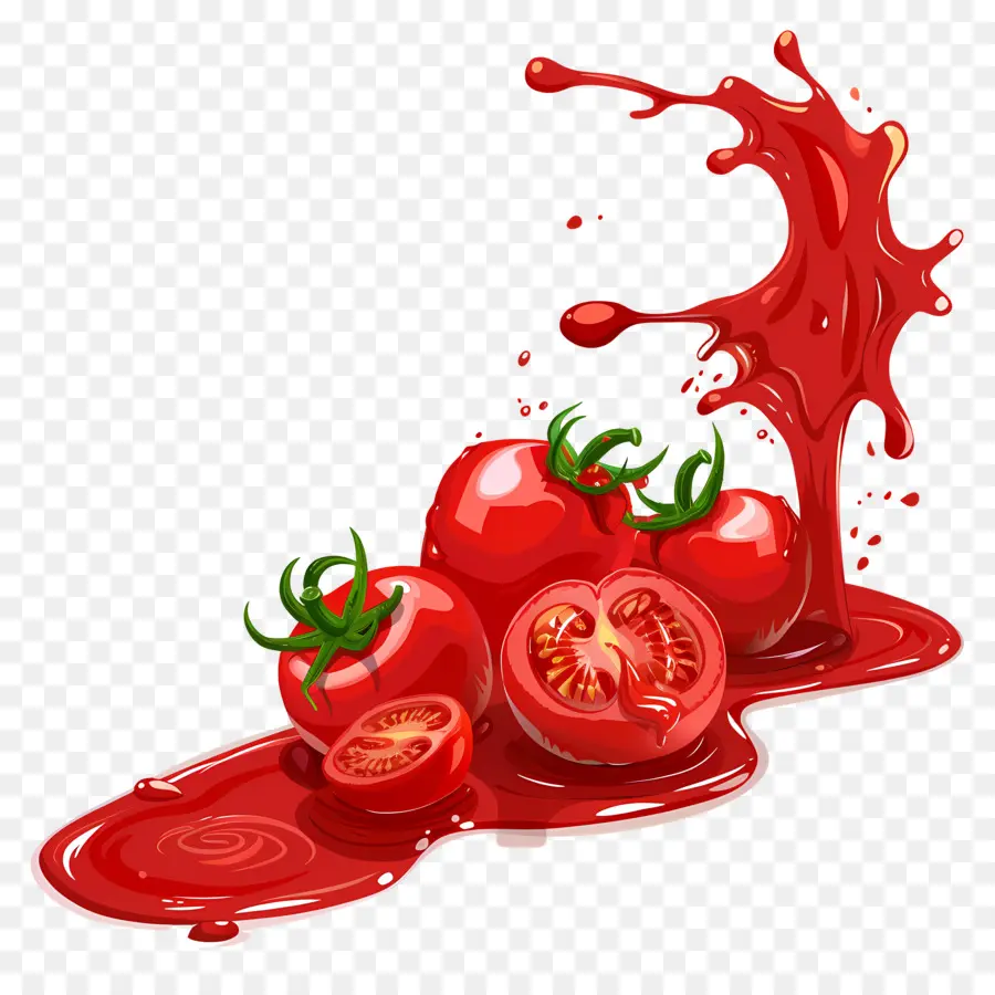 Sauce Tomate Renversée，Des Tomates Bien Mûres PNG