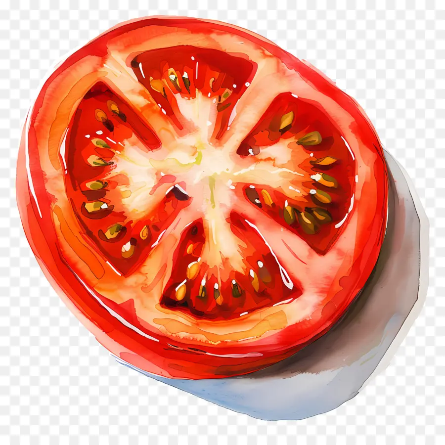Tranche De Tomate，Peinture à L'aquarelle PNG