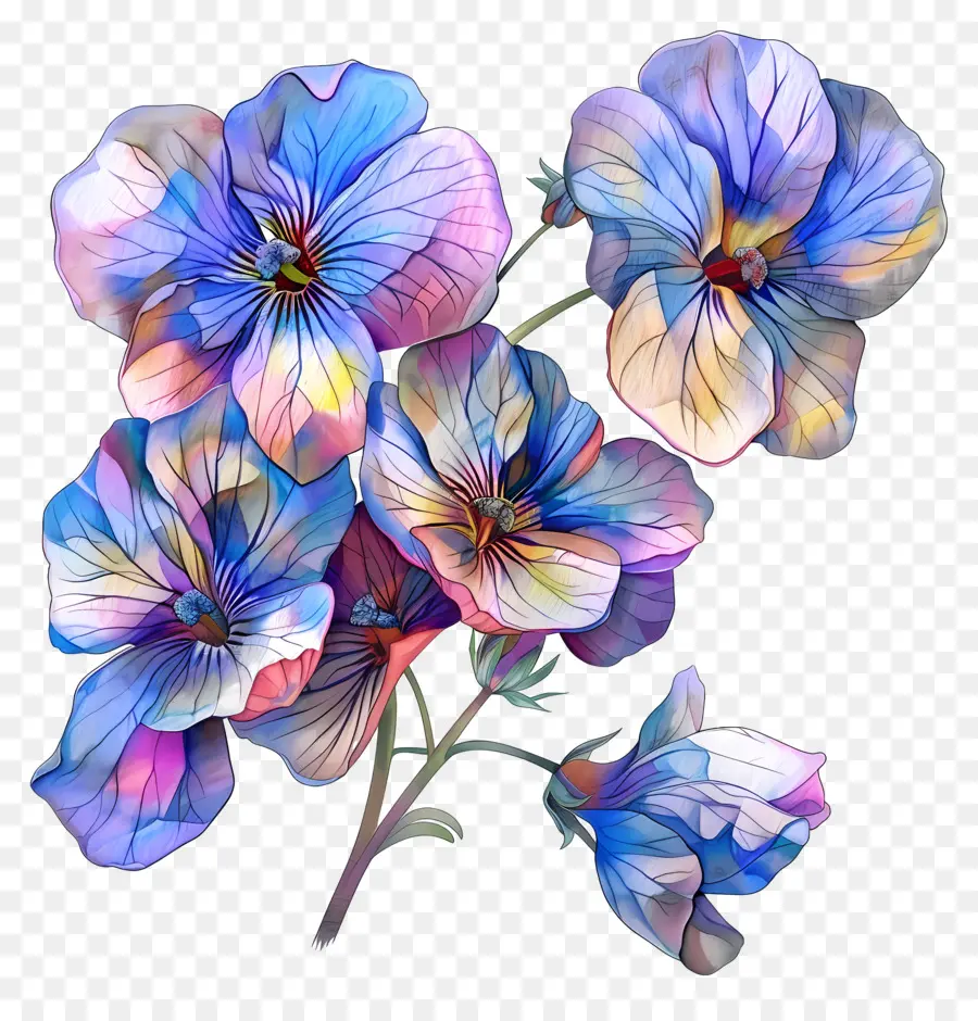 Fleur En Némesie，Pansies Aquarelles PNG