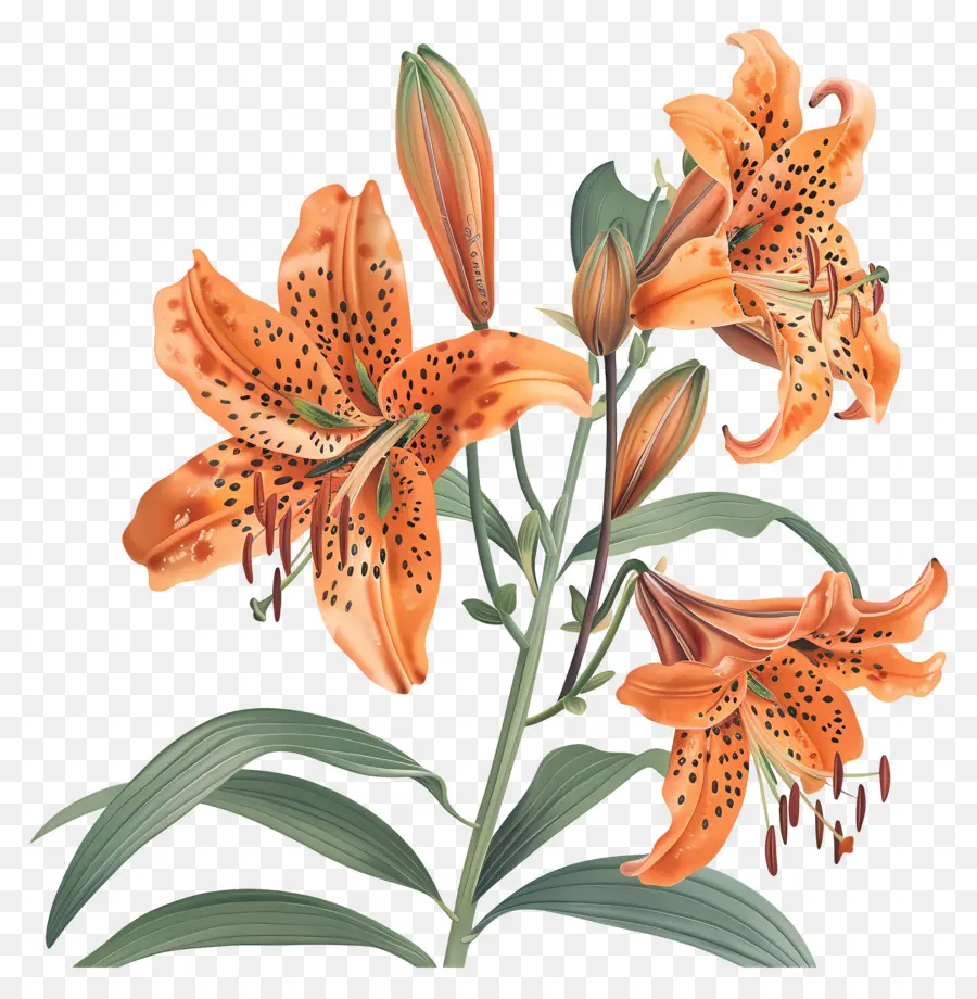 Lily Tiger，Lys Orange PNG