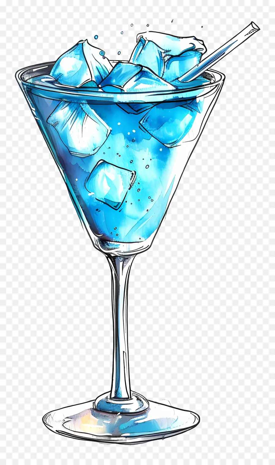 Bleu Cocktail，Verre à Martini PNG