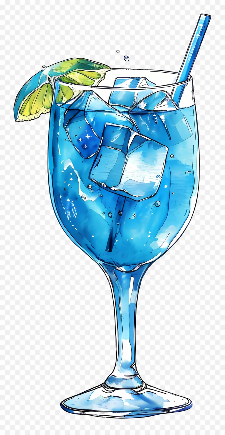 Cocktail Bleu，Verre PNG