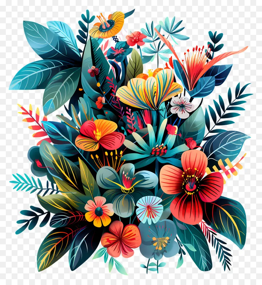 La Vie Luxuriante，Fleurs Tropicales PNG