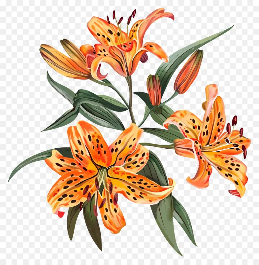 Lily Tiger，Orange Lys PNG