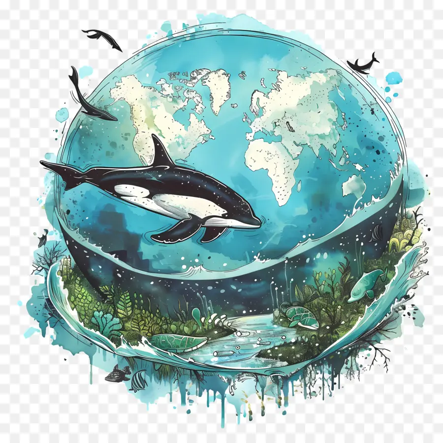 La Journée Mondiale Des Océans，Planète Océan PNG