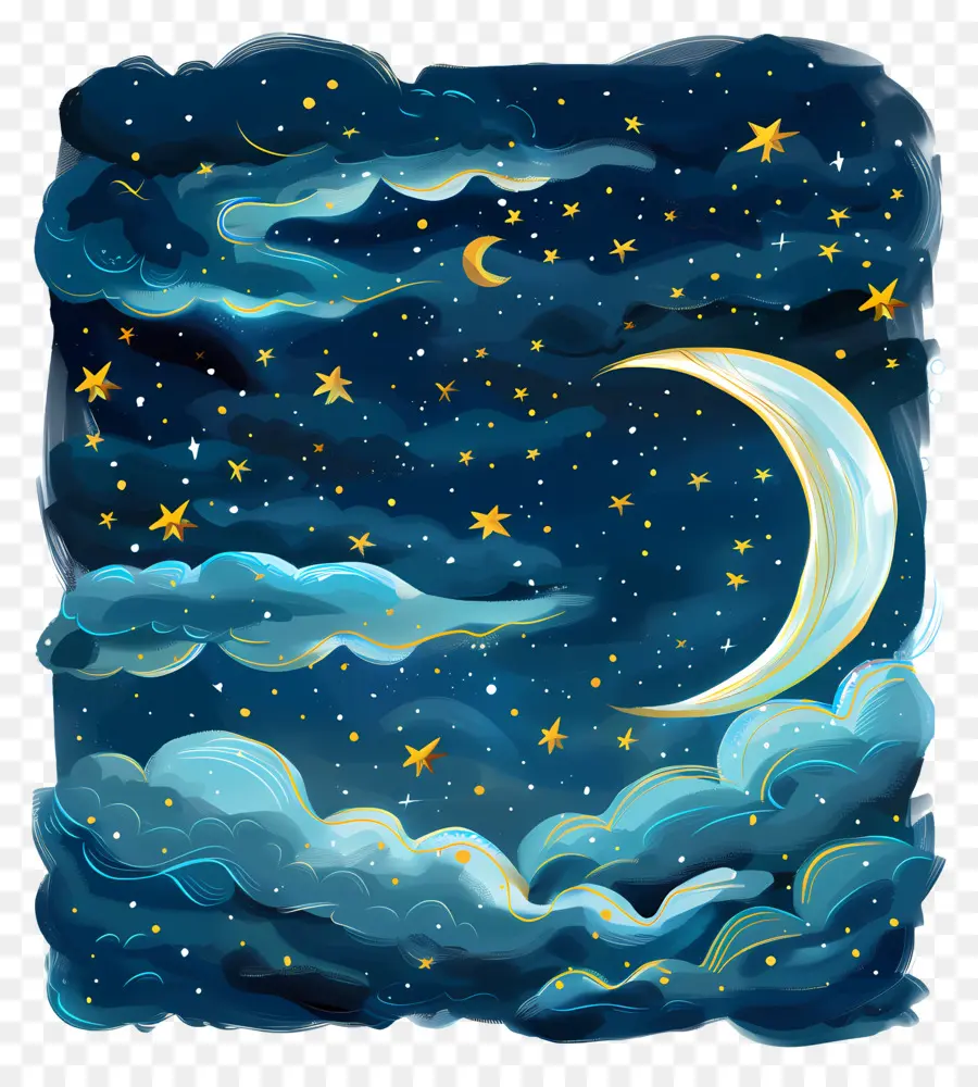 Ciel De Nuit，Croissant De Lune PNG