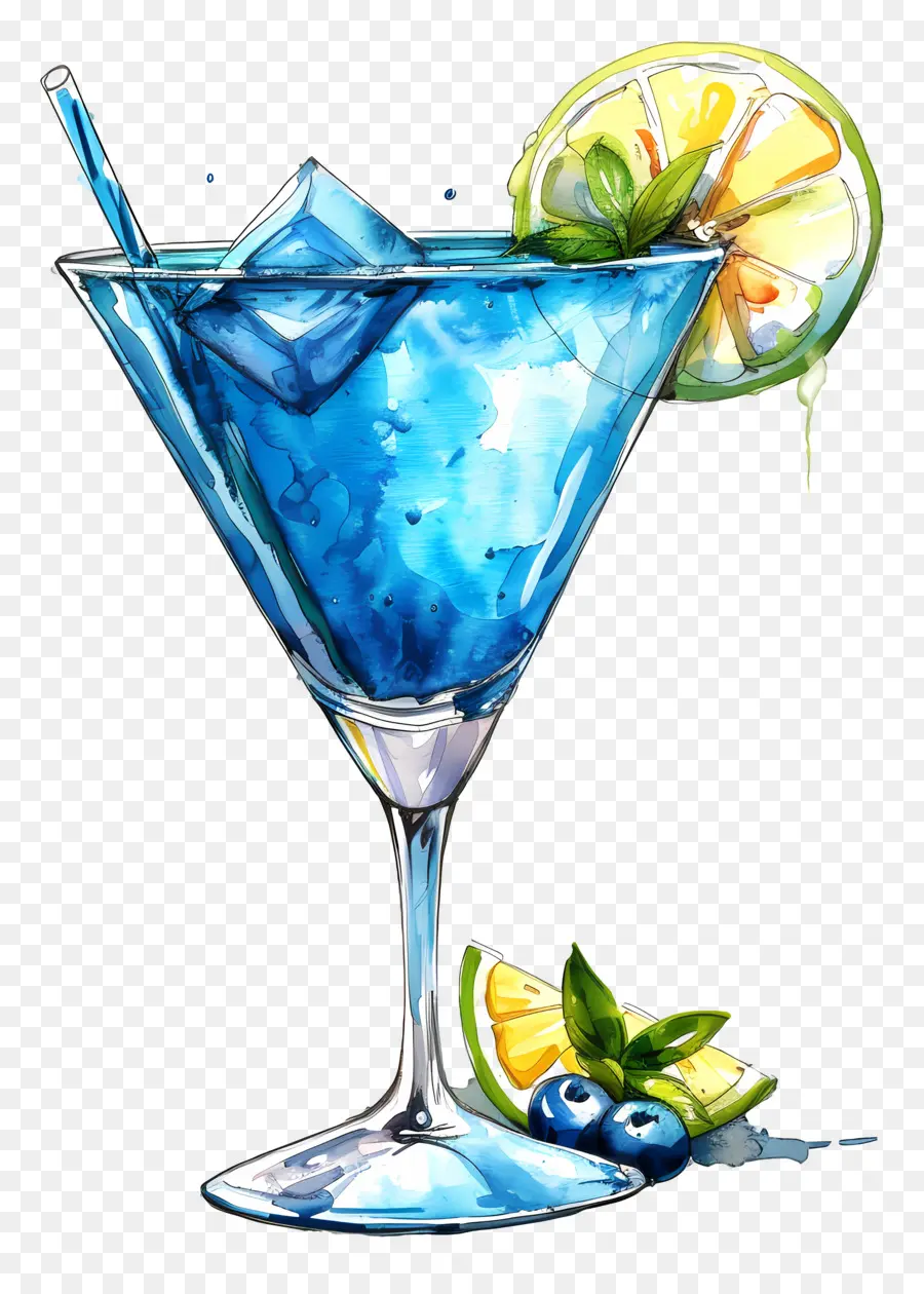 Bleu Cocktail，Bleu Boisson PNG